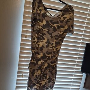Zenana Camo Print Short Sleeve Women’s Romper- Olive Green